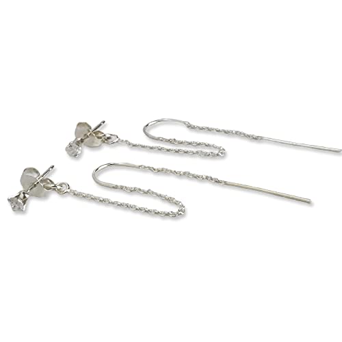 Double Piercing Earrings Gold - 14k Gold Filled Two Hole Earrings with Cubic Zirconia Chain G755695