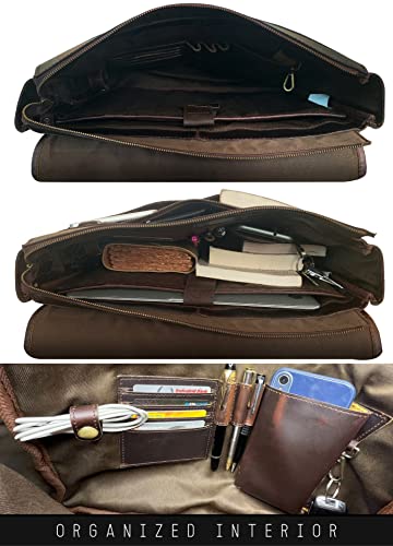 Vintage Full Grain Leather Laptop Messenger Bag E255852
