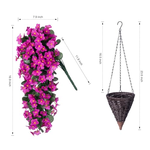 Faux Silk Hanging Flower Basket for Outdoor Porch Patio Decor E6149