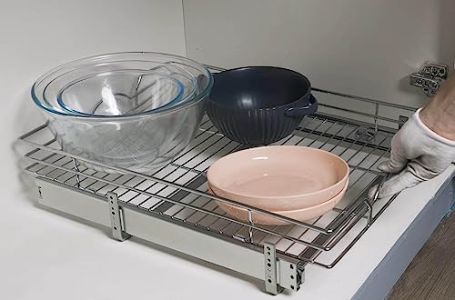 Pull Out Cabinet Organizer for Kitchen, 11" W x 21" D, Chrome Finish G693