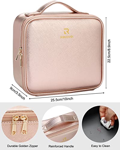 Travel Makeup Train Case with Adjustable Dividers and Shoulder Strap R396936