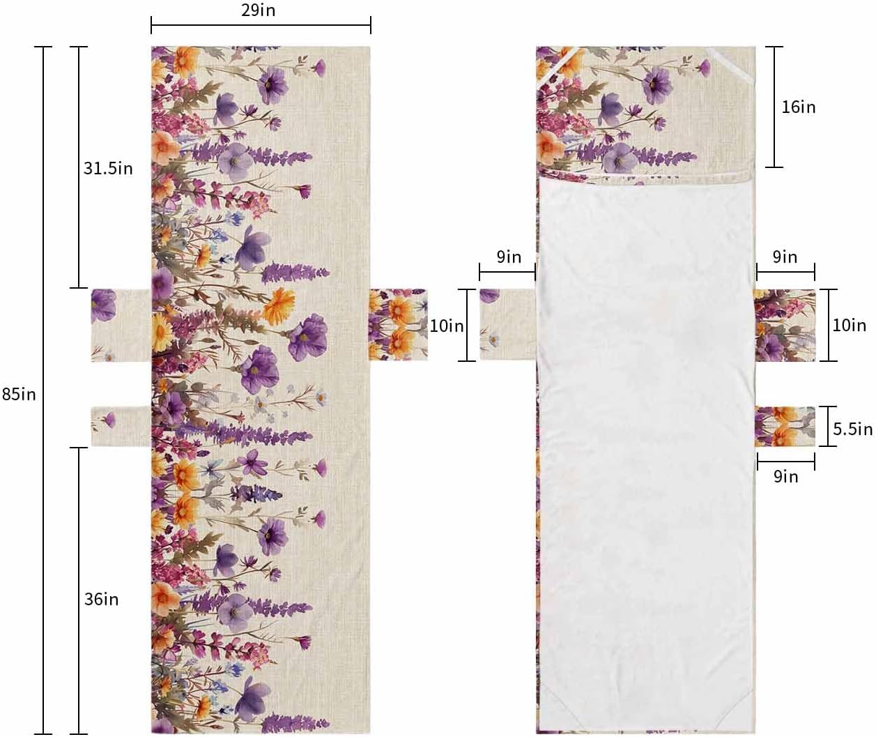 Beach Chair Cover with Side Pockets, Quick Dry, Watercolor Floral Print J8386