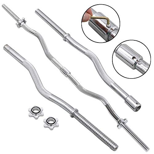 Olympic Curl Bar & 6 Weight Plates & 2 Barbell Clamps, 55LB Set V304