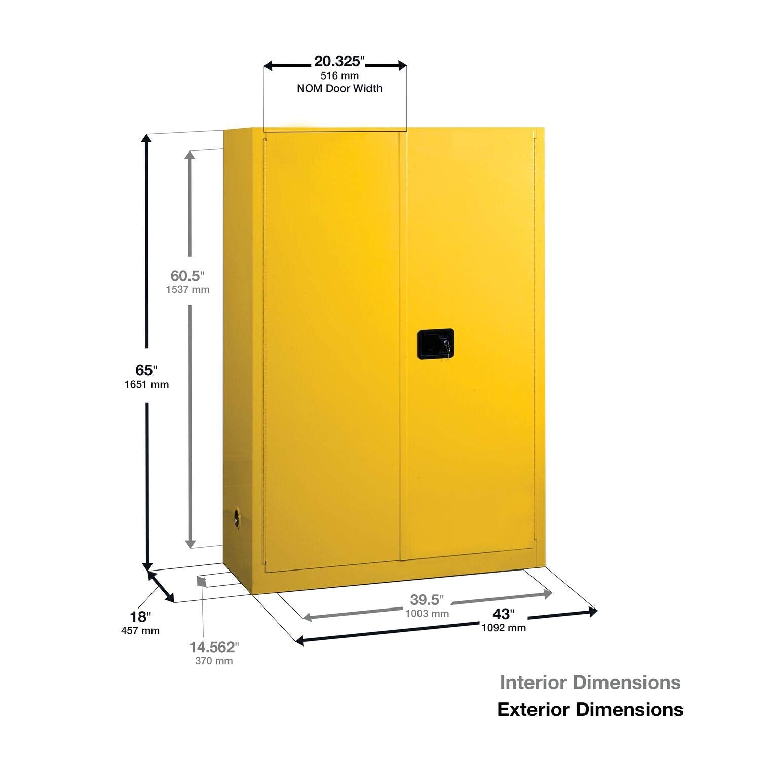 Flammable Safety Cabinet, 2 Door, Self Closing, 45 gal J351151