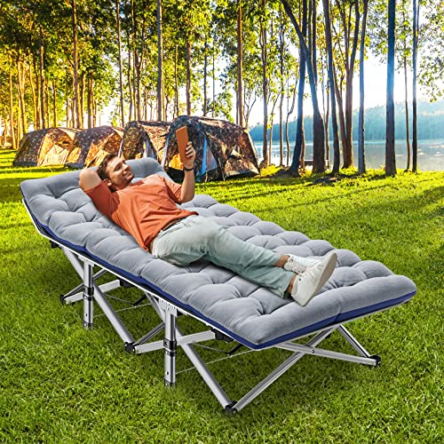 Foldable Camping Cot for Adults, Heavy Duty Guest Bed with Mattress Bag O7544