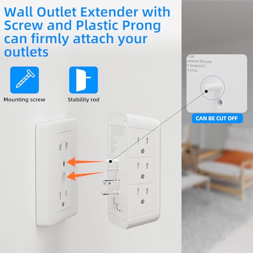 Wall Charger Surge Protector with Night Light, 2 USB-C and 2 USB Ports, 3-Sided Outlet Extender V667