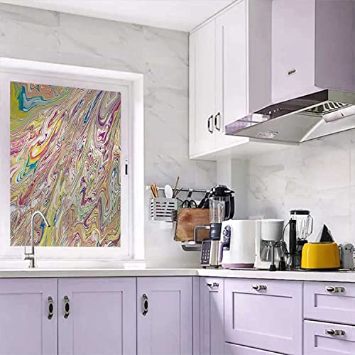 Static Cling Window Film Privacy Abstract Geometry Colorful Glass Sticker No Glue Anti UV 17.7 x 78.7 in F365679