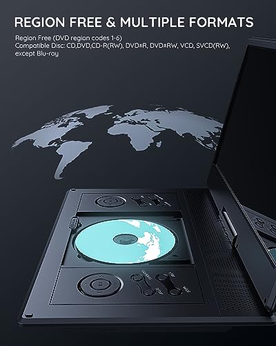 Portable DVD Player with 14.1" HD Screen, 6-Hour Battery, USB & SD Card Support L611538