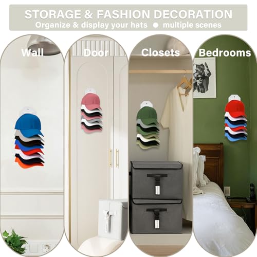 Hat Organizer for Baseball Caps, Wall Mounted, Holds 16 Hats U4258