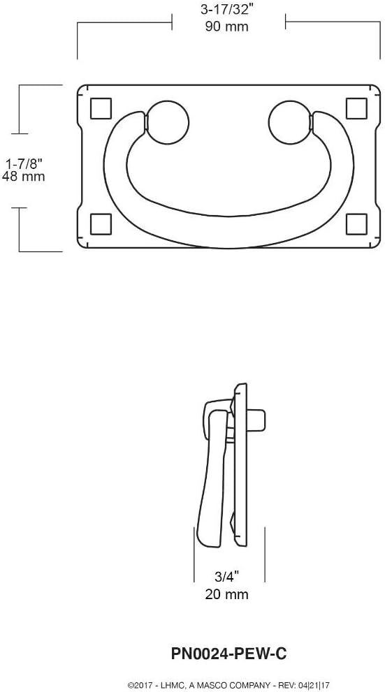 3" Fixed Bail Pull, Dark Pewter K272796