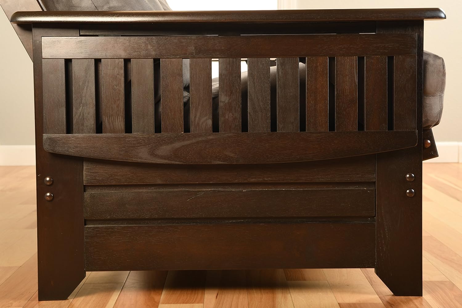 Full Size Futon in Espresso Finish, Linen Charcoal K208