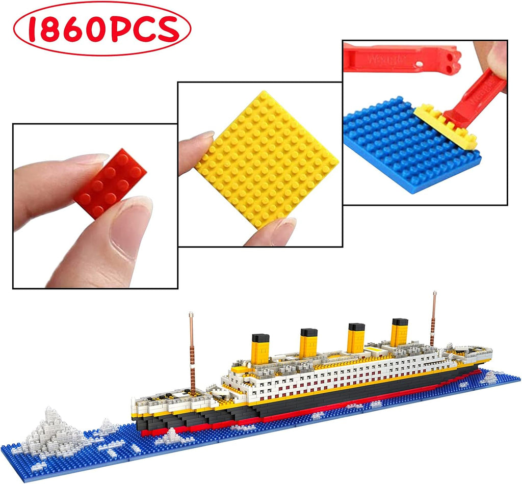 Titanic Ship Micro Mini Building Blocks Set, 1860pcs 3D Model, DIY Bricks Toy for Adults and Kids 14+ U4137