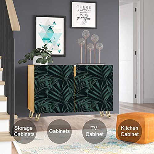 Watercolor Palm Leaf Wooden Door Accent Cabinet with Storage L2875