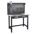 Seville Classics UltraHD Heavy Duty Commercial Lighted Workcenter w/Pegboard, 500 lbs. Weight Capacity for Garage, Warehouse, Workshop, Stainless Steel Top, Granite, 48" W x 24" D x 65.5" H