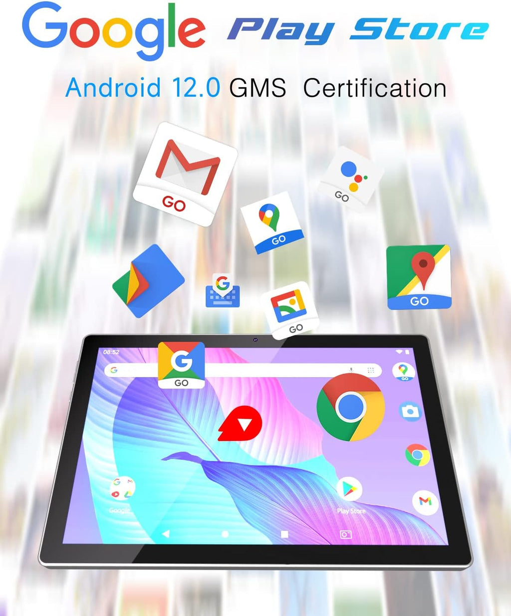 Tablet 10.1 Inch Android 12 with Keyboard, Mouse, Case, Stylus, 32GB ROM, 2GB RAM O8856