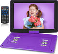 17.5" Portable DVD Player with 15.6" Large HD Screen, 6 Hours Rechargeable Battery, Support USB/SD Card/Sync TV, Multiple Disc Formats, DVD Player Portable with Car Charger, Purple