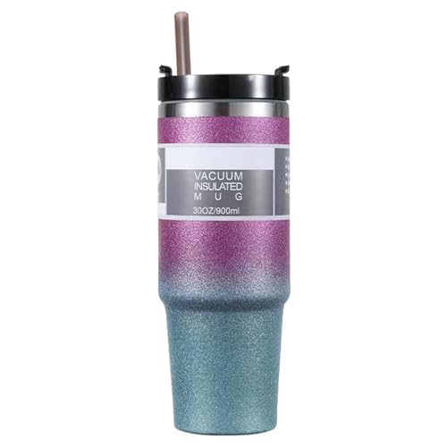 Stanley Cups, Double Layer Stainless Steel Insulated Mug with Lid, Gradient Color Travel Mug, Stanley Tumbler for Home, Office or Car (pink orchid)