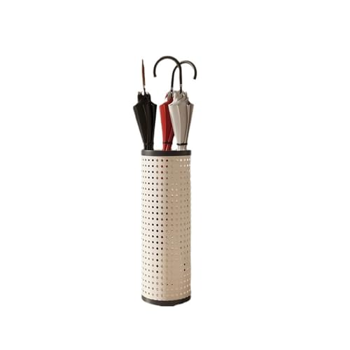 Entryway Creamy Umbrella Rack, Imitation Rattan Umbrella Barrel Household Umbrella Storage Rack for Home, Office, Hotel Freestanding Umbrella Rack Storage,A