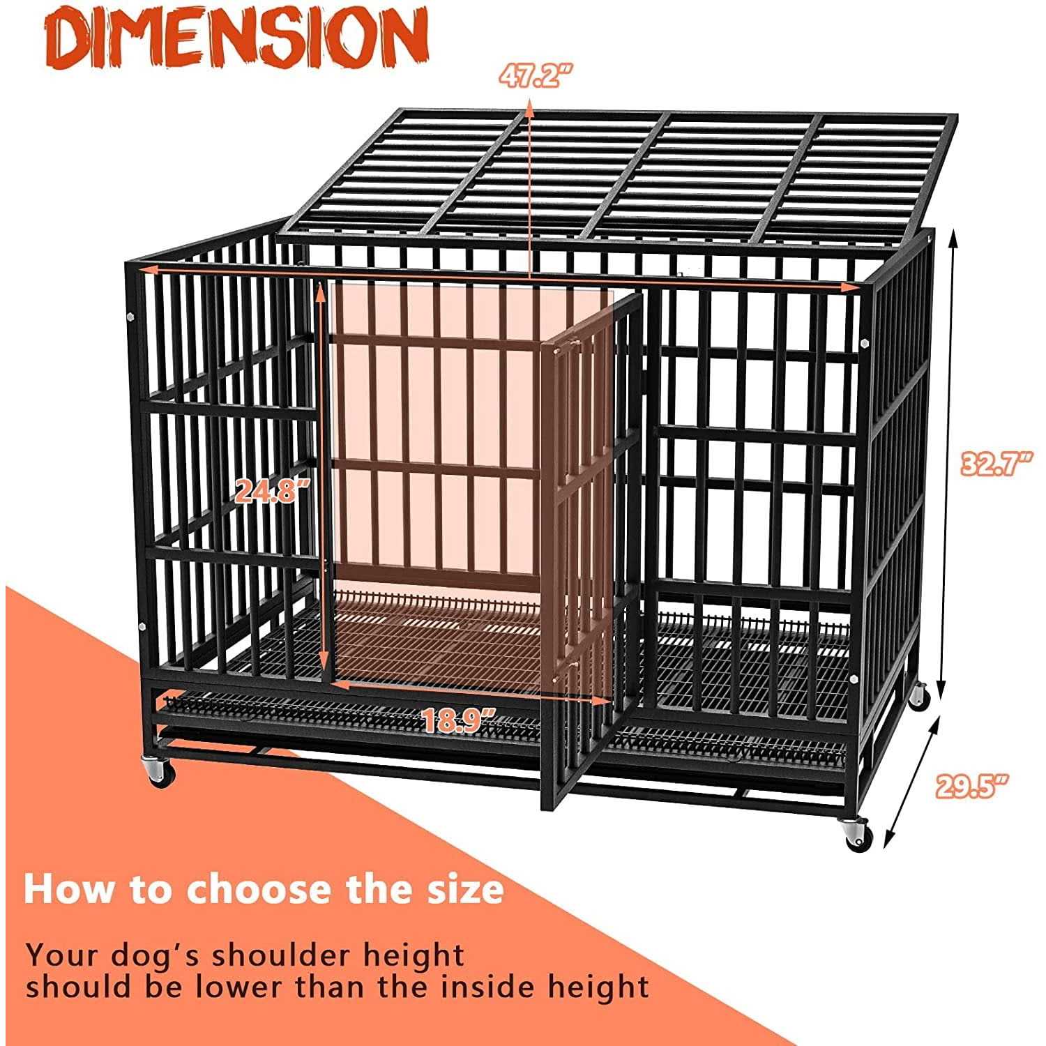 Heavy Duty Dog Crate with Removable Tray for Indoor and Outdoor Use N7152