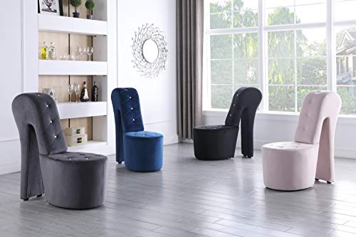 Velvet Shoe Chair with Crystal Studs, Black E912