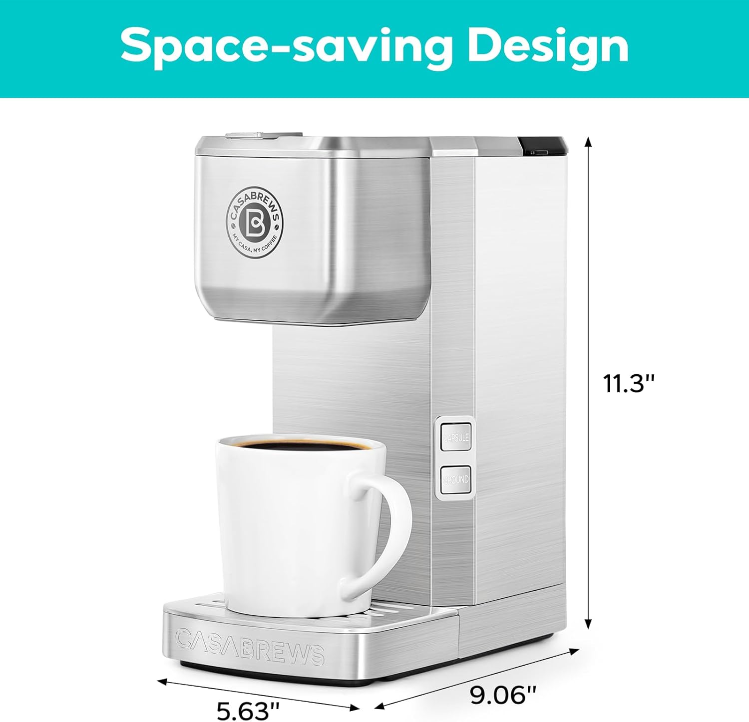 K Cup Coffee Maker, Stainless Steel, Compact Coffee Brewer N572832