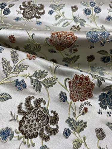Woven Jacquard Floral Upholstery Fabric, 54 Inches Wide, Red H625
