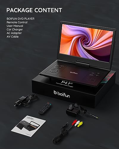 Portable DVD Player with 14.1" HD Screen, 6-Hour Battery, USB & SD Card Support L611538