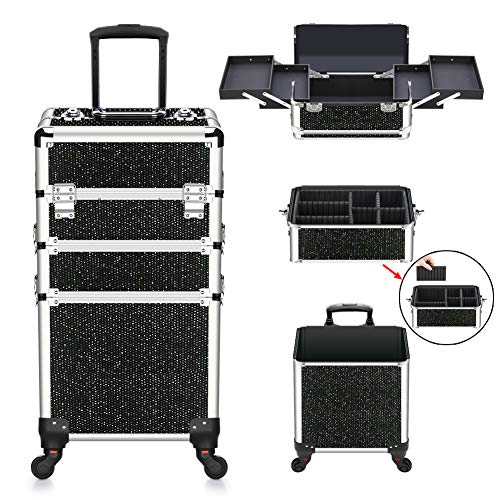 Makeup Train Case with Folding Trays and Wheels K61435