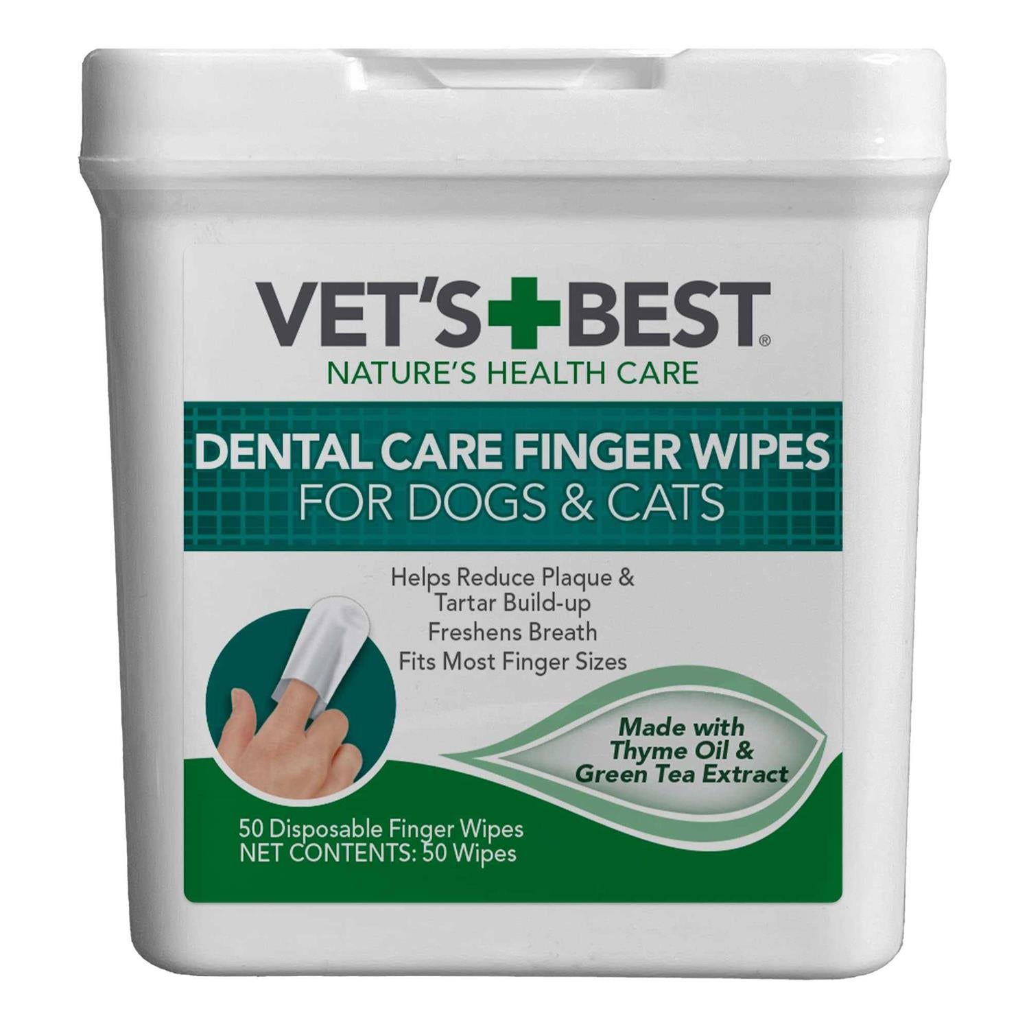 Vet's Best Dental Care Finger Wipes for Dogs &amp; Cats - Pet Supplies online store