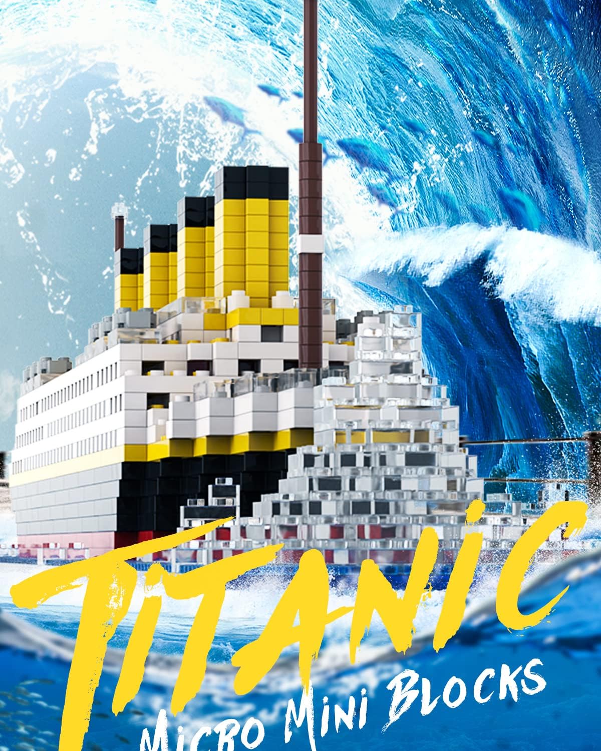 Micro Mini Blocks Titanic Model Building Set with 2 Figures, 1872 Pieces C58029
