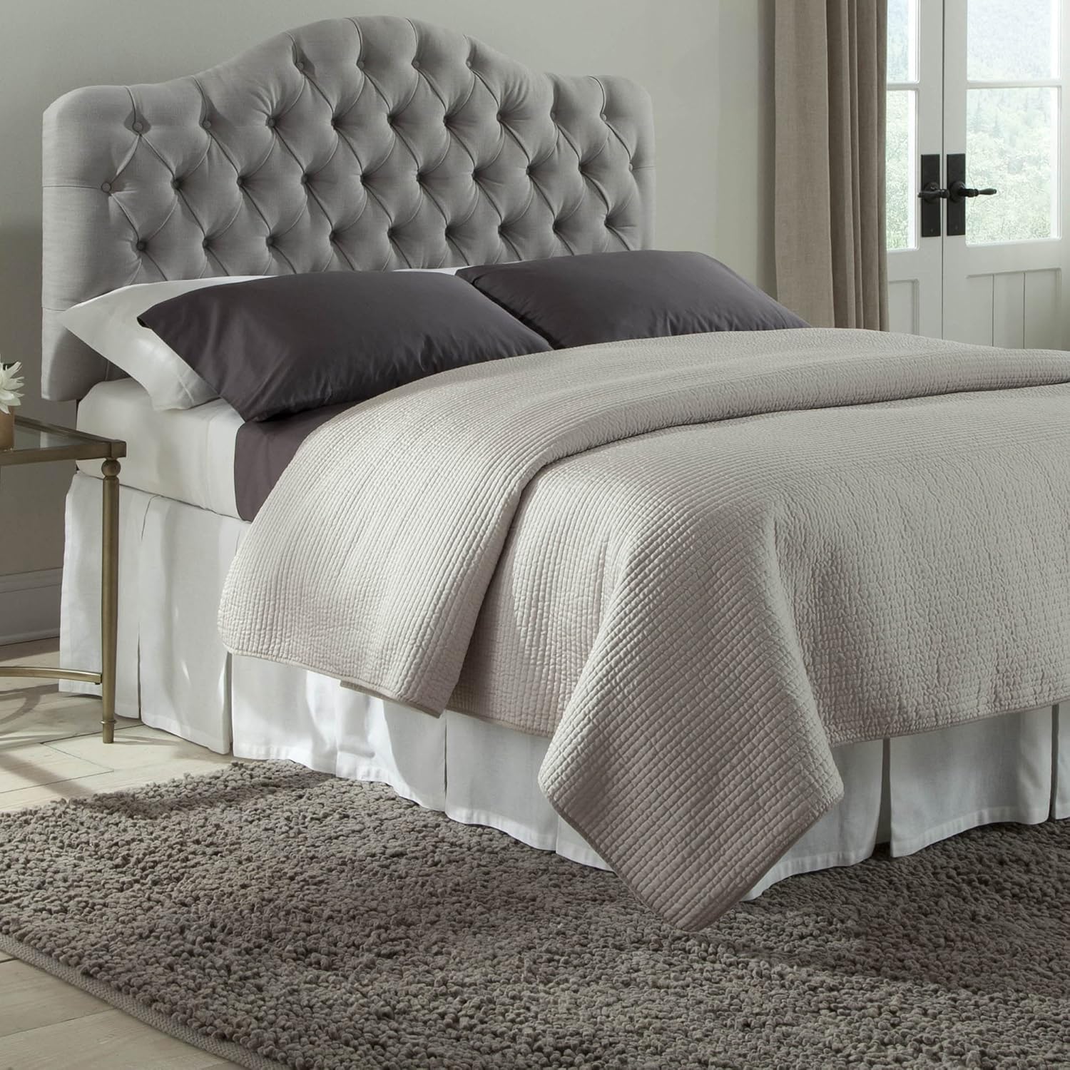 Upholstered Adjustable Headboard Panel with Button-Tufted Design - Twin V6885
