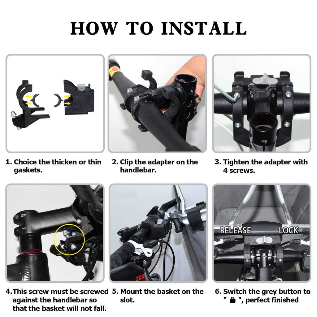 Dog Bike Handlebar Basket Front, Folding Detachable Quick Release A526
