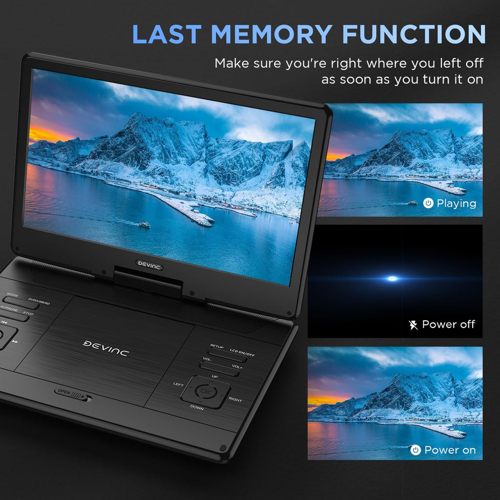 Portable DVD Player with 14.1" HD Screen, USB/SD Support, 6H Battery G979960