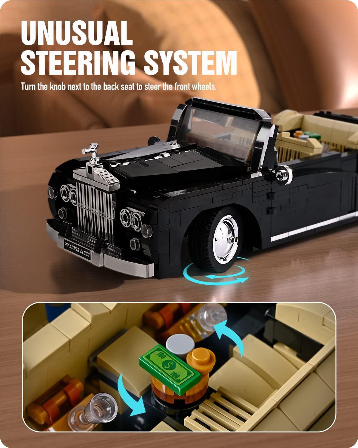 Retro Sports Car Model Building Blocks Set, 1:14 Scale Collectible Toy T12774