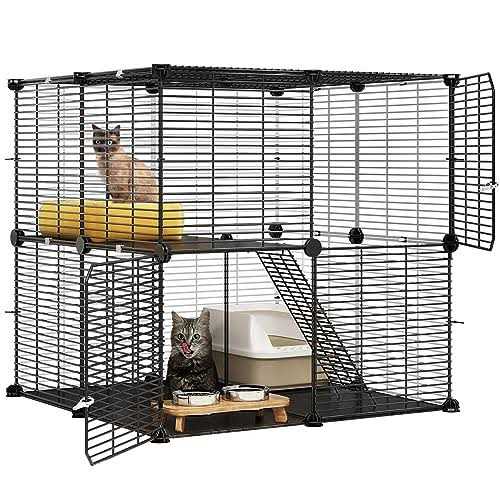 Cat Cage 2 Tier Indoor Pet Playpen Metal Kennel E580573