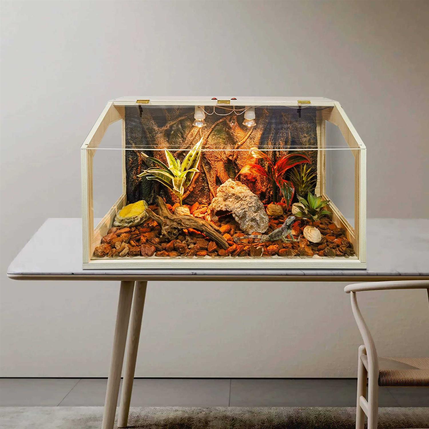 Reptile Terrarium Tank with Roof Door for Bearded Dragon B282