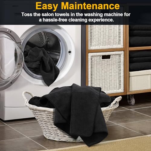 Microfiber Salon Towels 24 Pack, Fast Drying, 16x29 Inches, Black D236