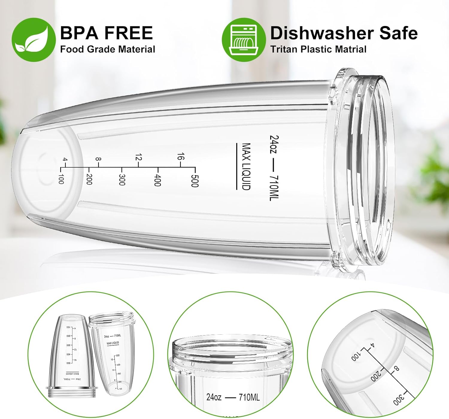24oz Blender Cups with To-Go Lids and Extractor Blade X221200
