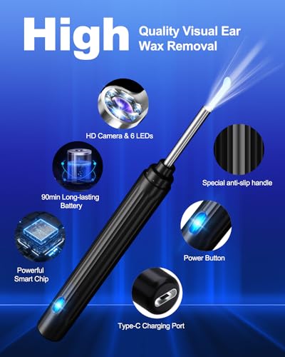 Ear Wax Removal Tool Camera with 6 LED Lights and Ear Picks J3289