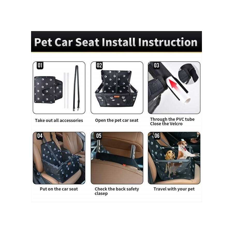 Dog Car Seat with Clip-On Safety Leash and PVC Support Pipe T694679