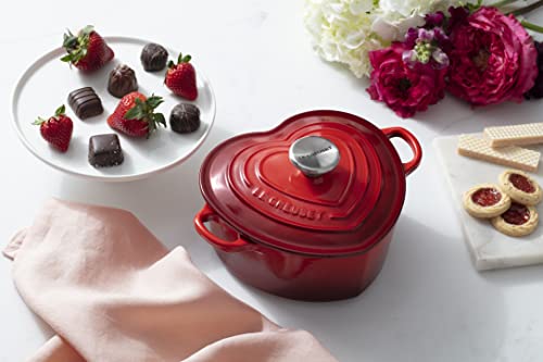 Enameled Cast Iron Heart Cocotte, 2 Quart, White V579192
