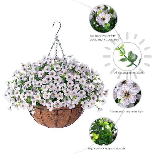 Fake Hanging Plants Flower Basket for Outdoor Porch Decoration O70582