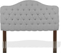 Martinique Upholstered Adjustable Headboard Panel with Solid Wood Frame and Button-Tufted Design - Putty Finish - Twin