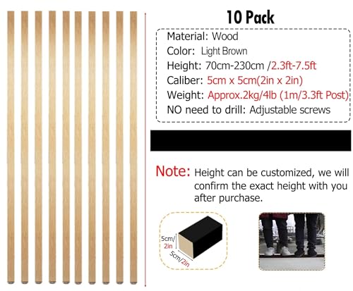Wall Partition Room Divider Floor to Ceiling Wooden Post P9959