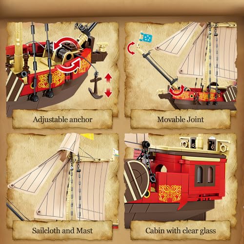 Sailboat and Ship Building Blocks Set for Adults, 495Pcs Model Kit M92245