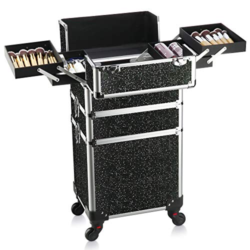 Makeup Train Case with Folding Trays and Wheels K61435
