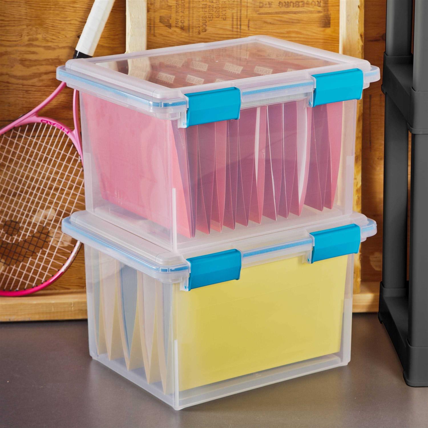 32 Qt Gasket Box Clear Base with Blue Lid, Set of 4 V560