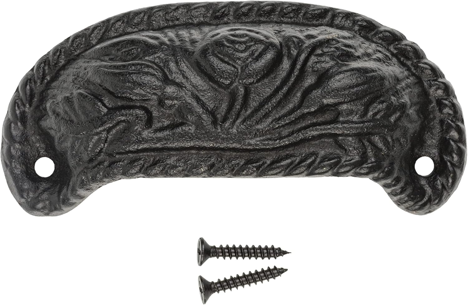 Victorian Style Cast Iron Drawer Bin Pull | Centers: 3 1/4" | Cup Handle for Antique Cabinet Door, Dresser Drawer, Desk | Furniture Reproduction Hardware | UA-891-PCI