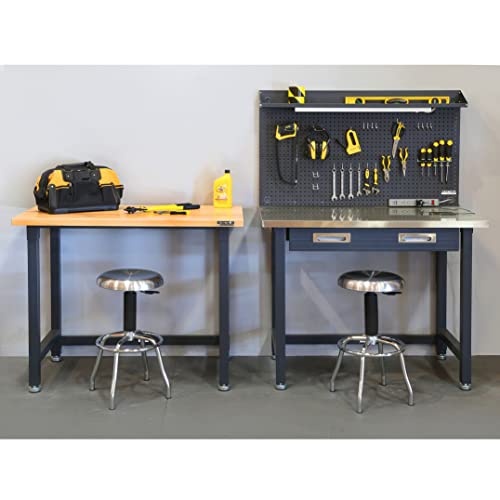 Heavy Duty Lighted Workcenter with Pegboard, 500 lbs Capacity, Stainless Steel Top, 48" W L722