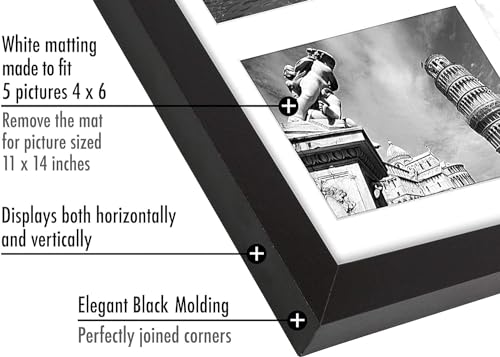 11x14 Collage Picture Frame with Shatter-Resistant Glass for Five 4x6 Photos P268914